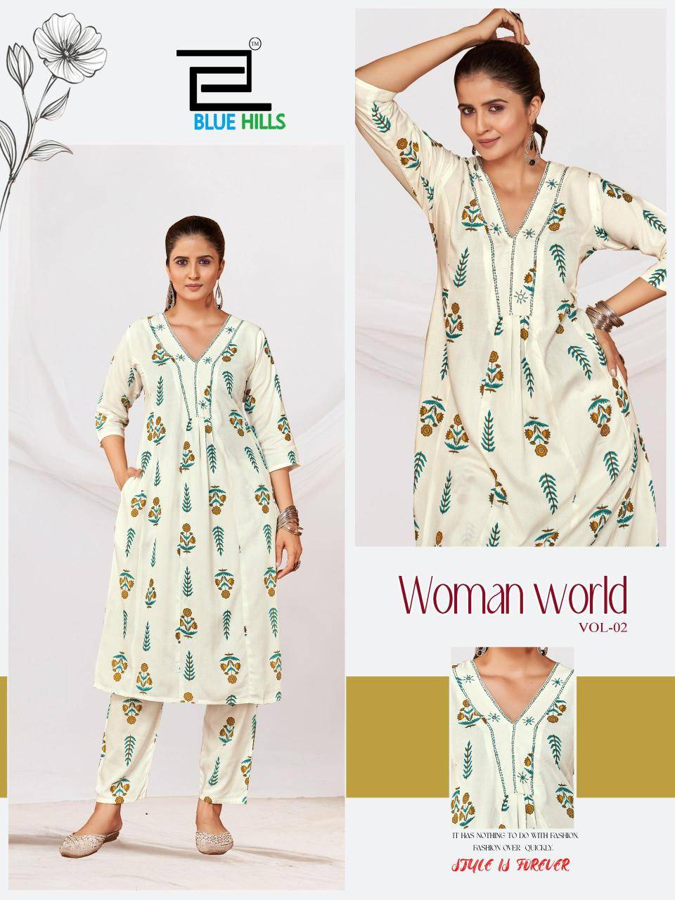 Blue hills woman world vol.2 coord set  Women Kurti wholesaler in Pune